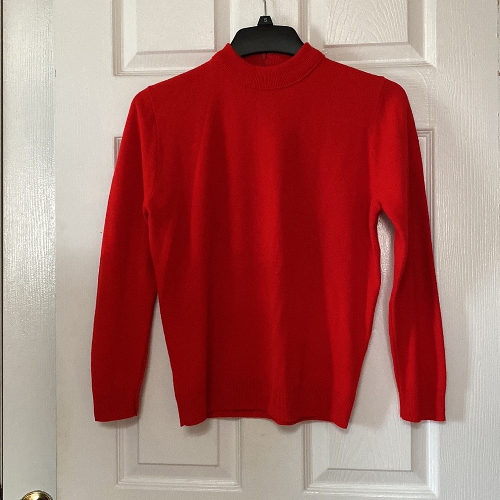 VTG 60’s College Point Red Acrylic Back Neck Zipper Sweater